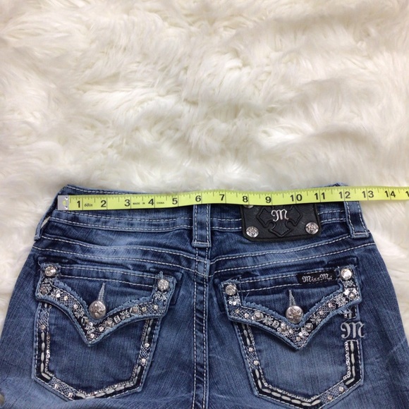 MISS ME Bling Jeans Signature Straight Denim Distressed Stretch Med Wash 24x31 - Picture 7 of 11